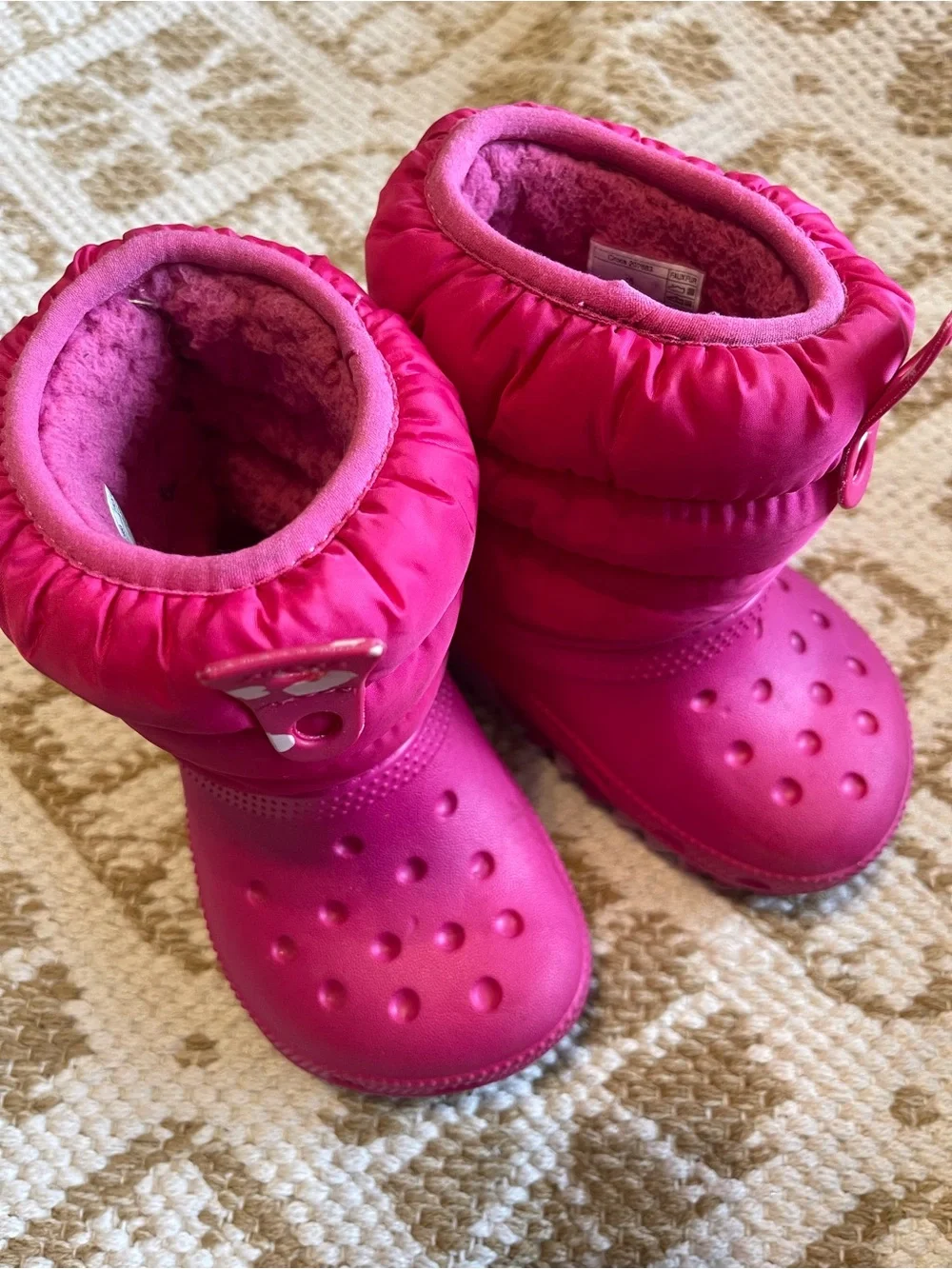 CROCS Kids Pink Puffer Winter Boots